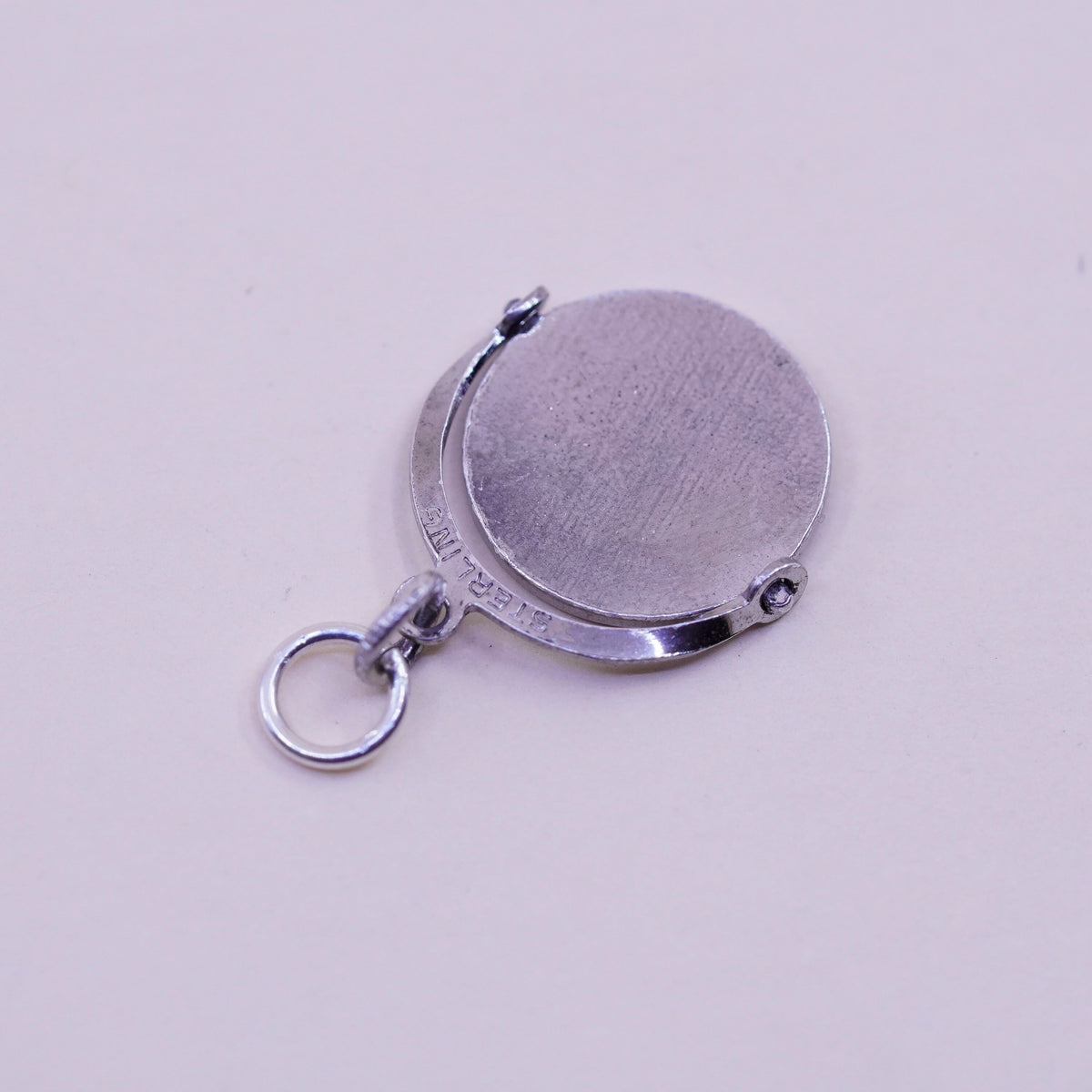 vtg Sterling 925 silver handmade pendant New York Empire State spinner charm