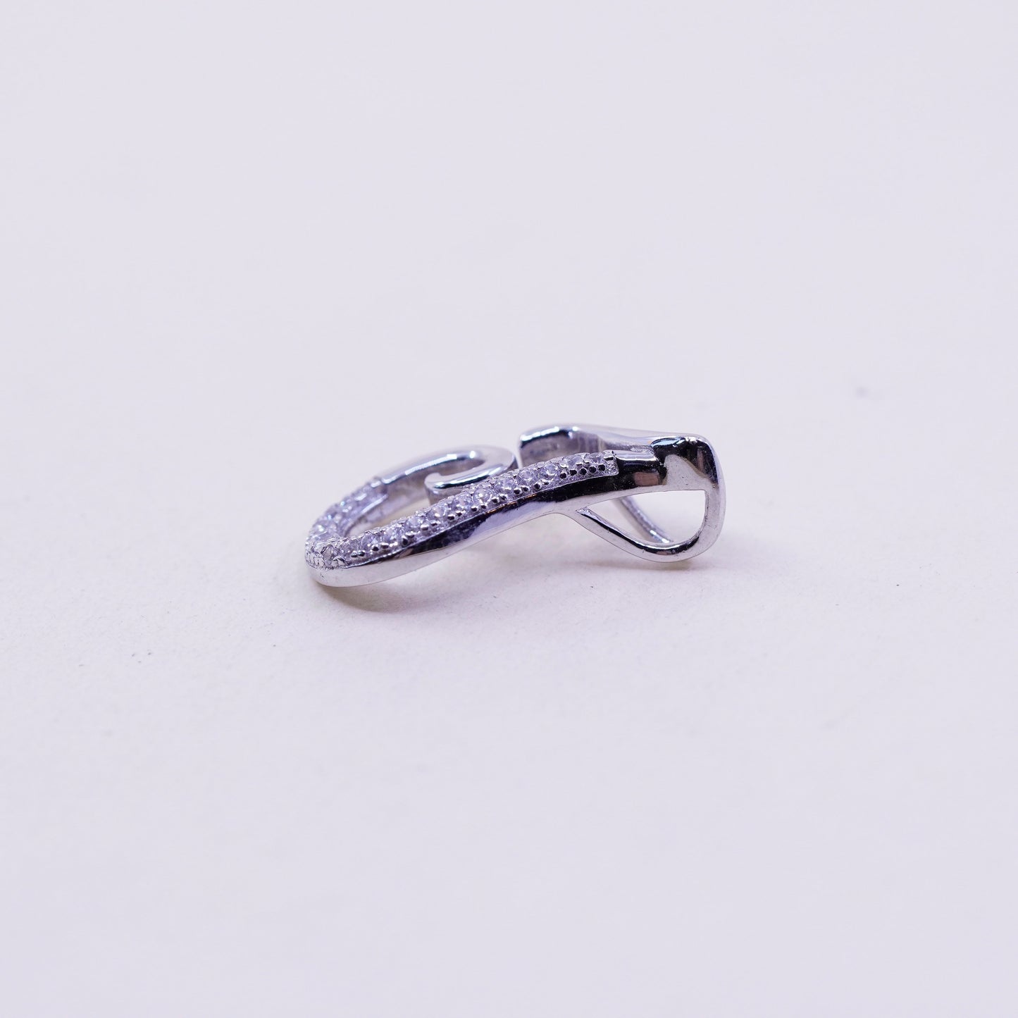 Vintage sterling silver cz pendant, 925 teardrop pendant