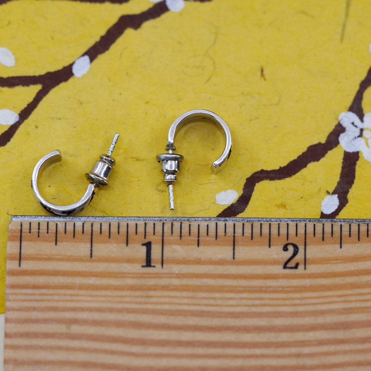0.5”, Sterling silver handmade hoop earrings, 925 huggie studs