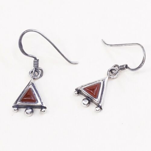Amazing Southwestern handmade Sterling Silver earrings, 925 Carnelian Dangles