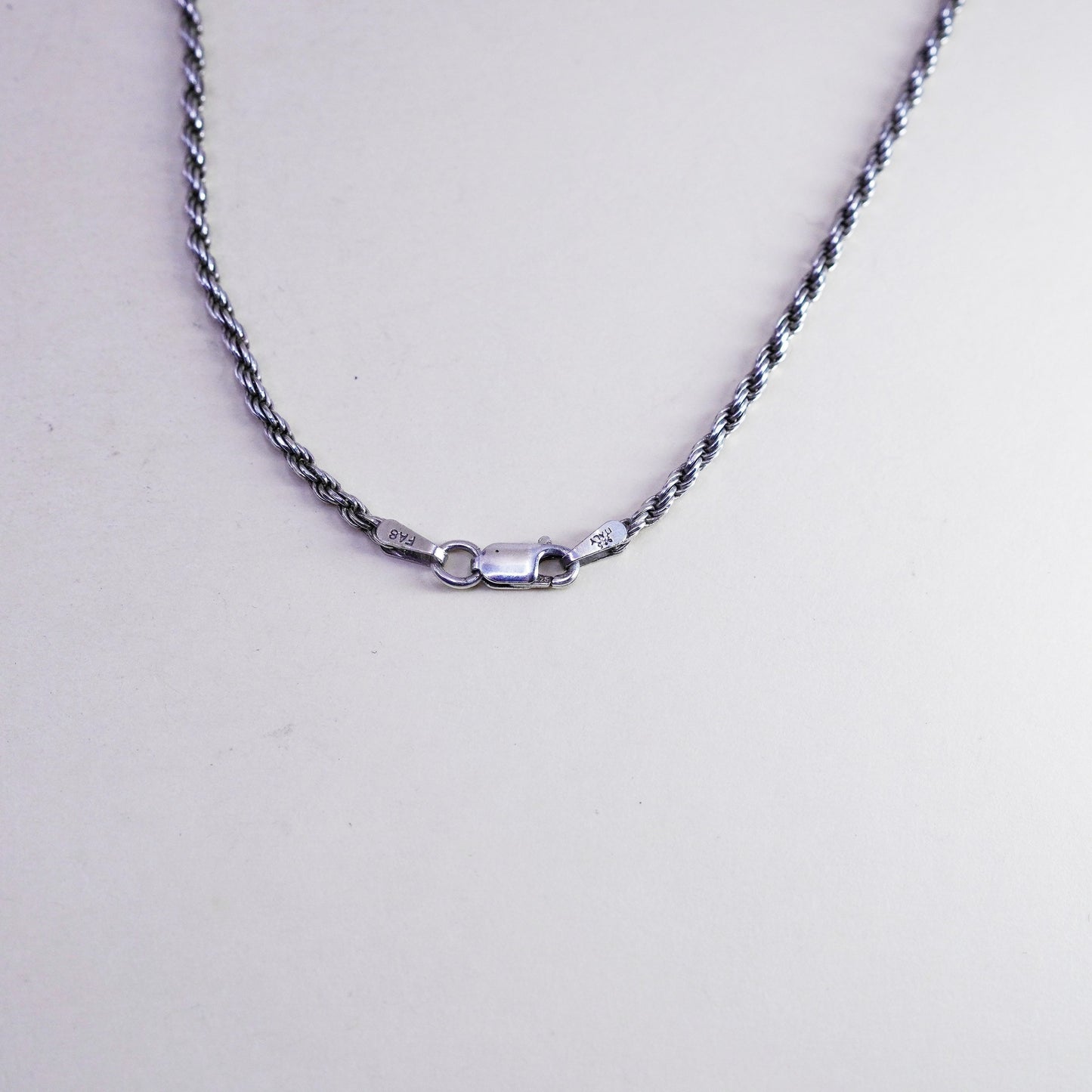 24”, 1.6mm, Vintage Italy sterling silver rope chain, Italian 925 necklace