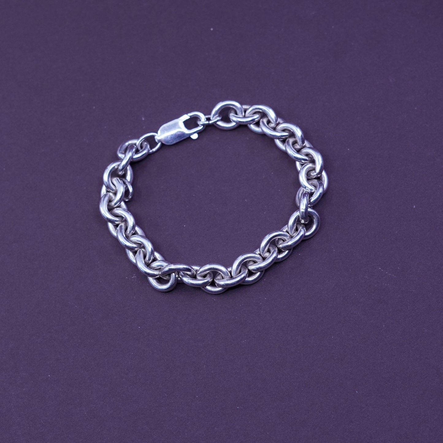 6.5”, prochain Sterling silver charm bracelet, italy 925 bold circle chain