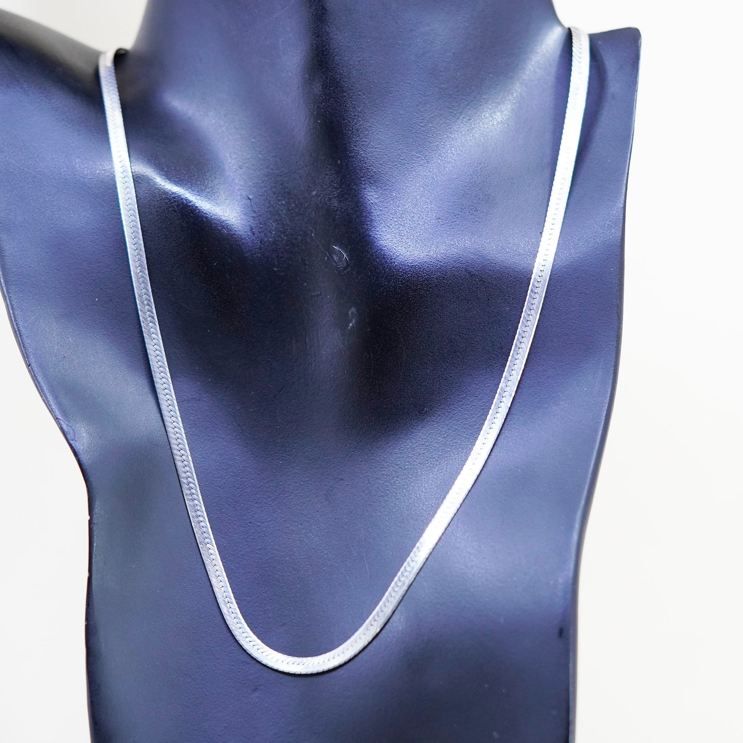 20” 4mm, Vintage Italy sterling silver necklace, bold 925 herringbone chain
