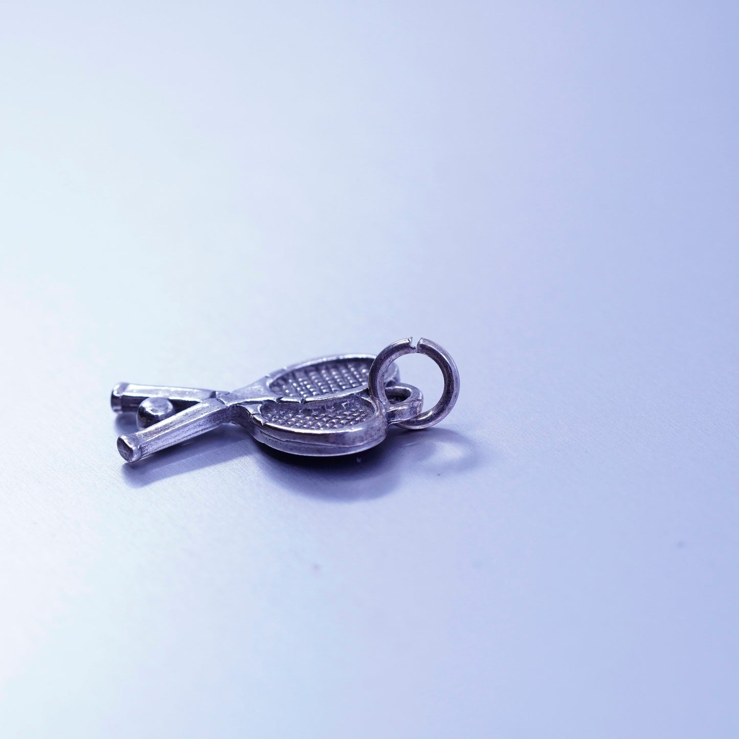 Antique Sterling silver handmade 925 tennis racket charm pendant