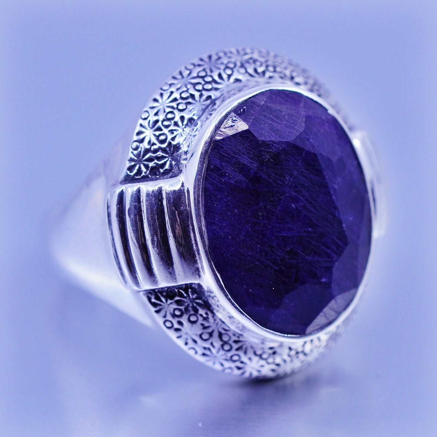 Size 6, vtg Nicky Butler Sterling 925 silver handmade ring w/ Indian sapphire