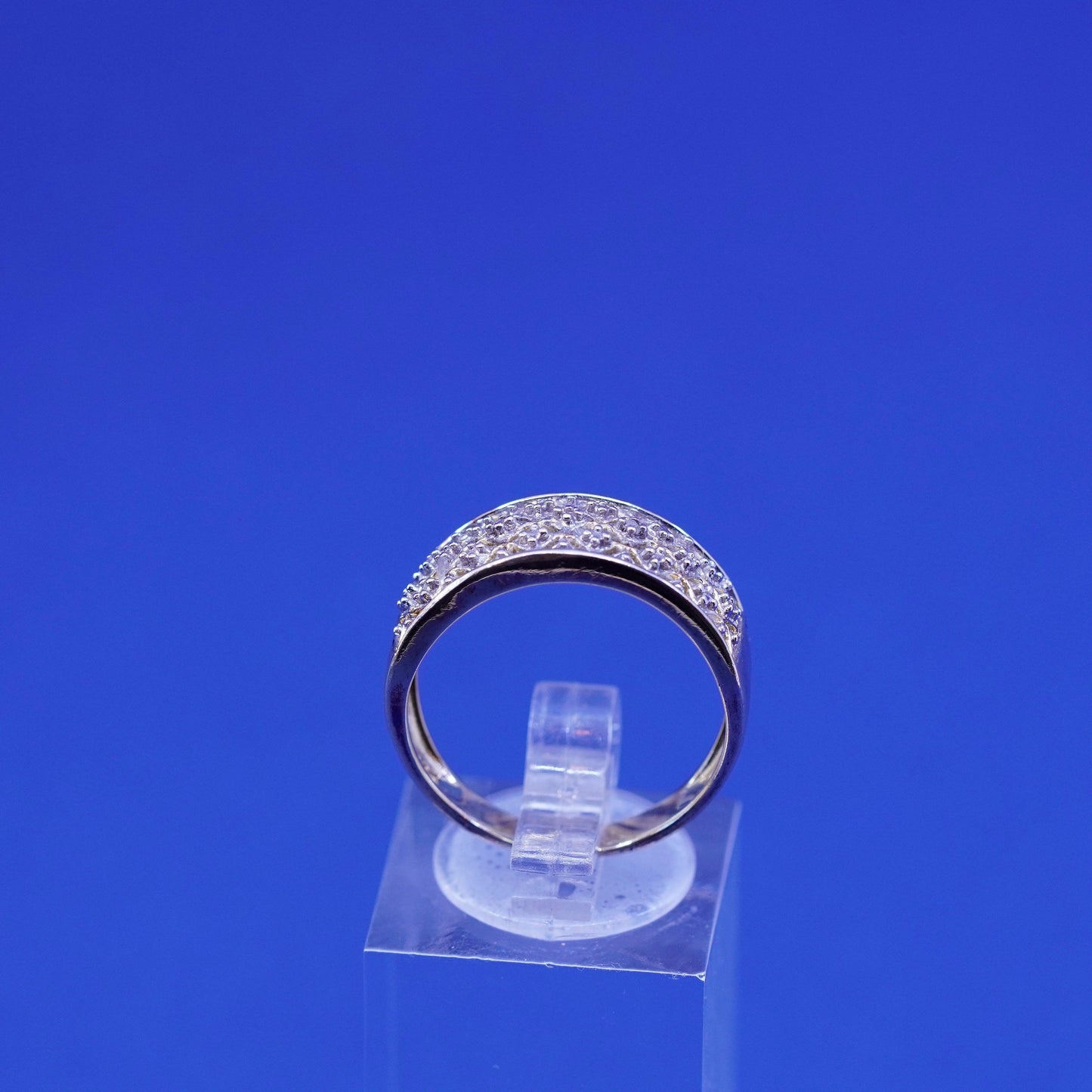 Size 8, vermeil gold filled Sterling silver engagement ring, 925 band diamond