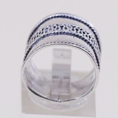 Size 6.5, Vtg Sterling Silver Handmade Ring 925 Band w Cable Around, Open End