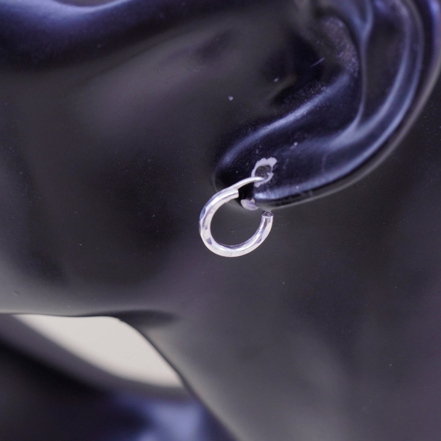 10mm, Vintage sterling silver loop earrings, fashion minimalist, fine 925 hoops