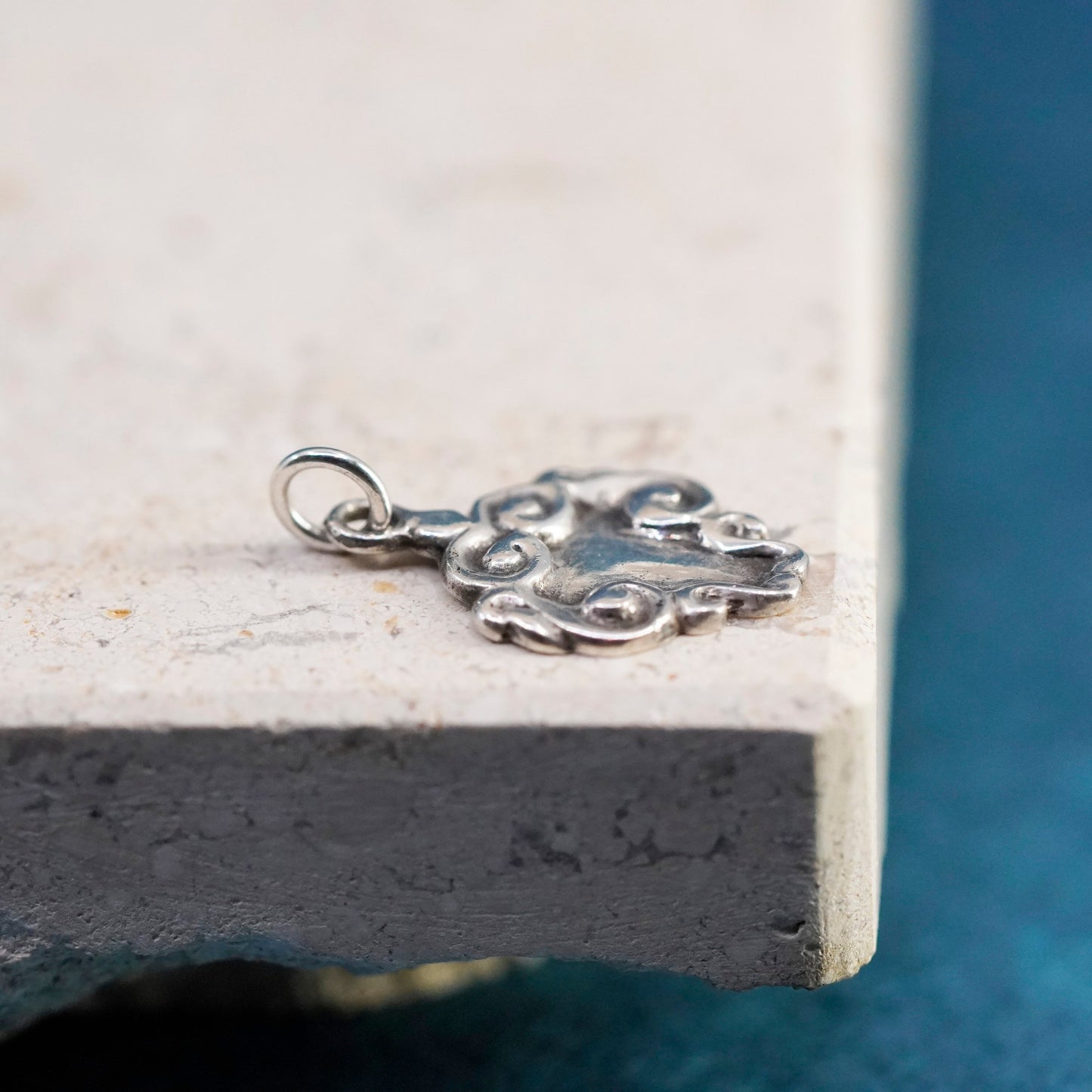 Vintage Sterling 925 Silver handmade swirly tag
