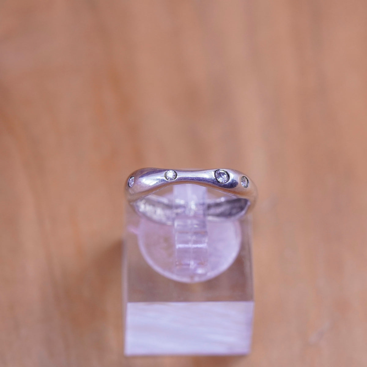 Size 5.75, vintage Sterling silver ring, 925 band with cz