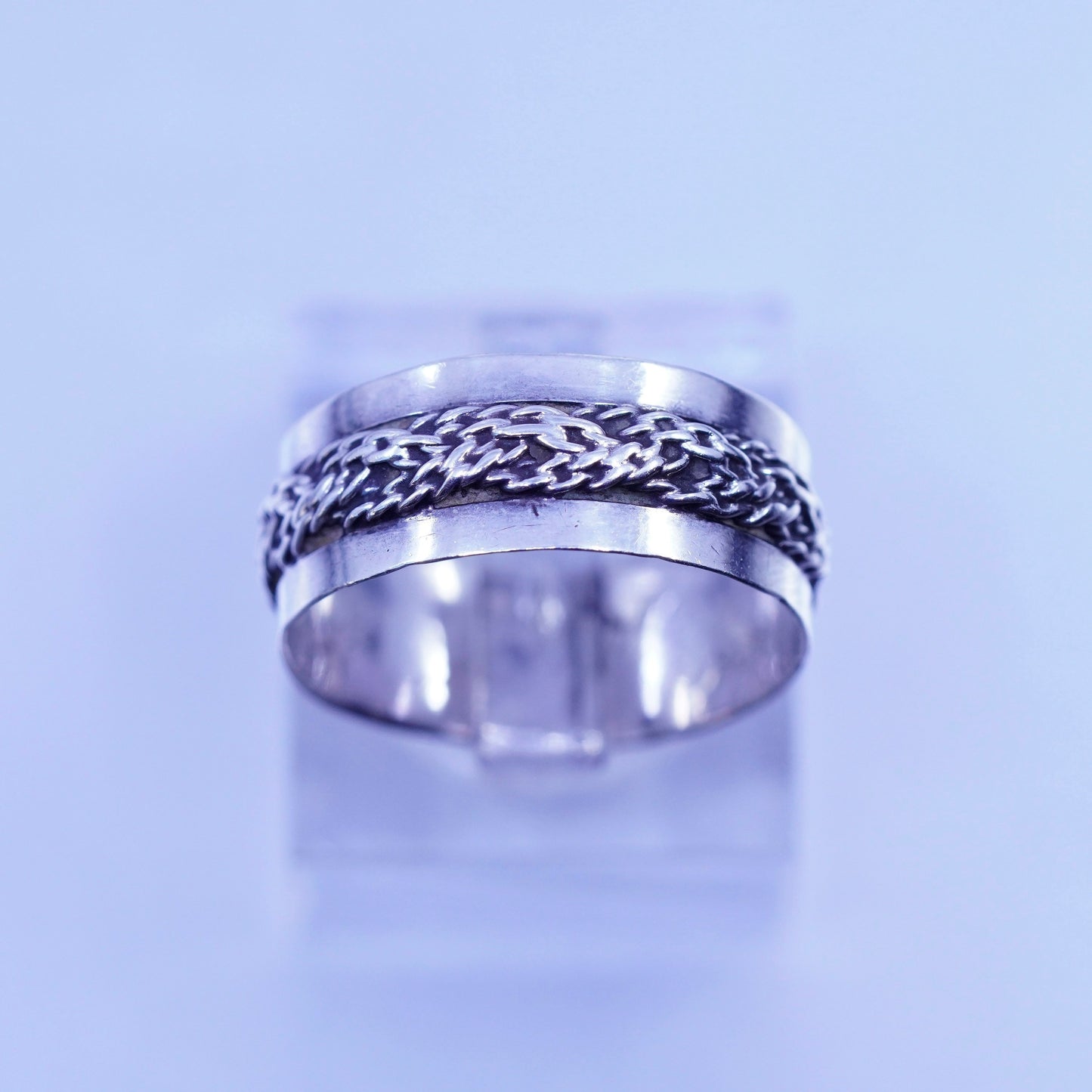 Size 7, vintage Sterling 925 silver handmade ring, cable band