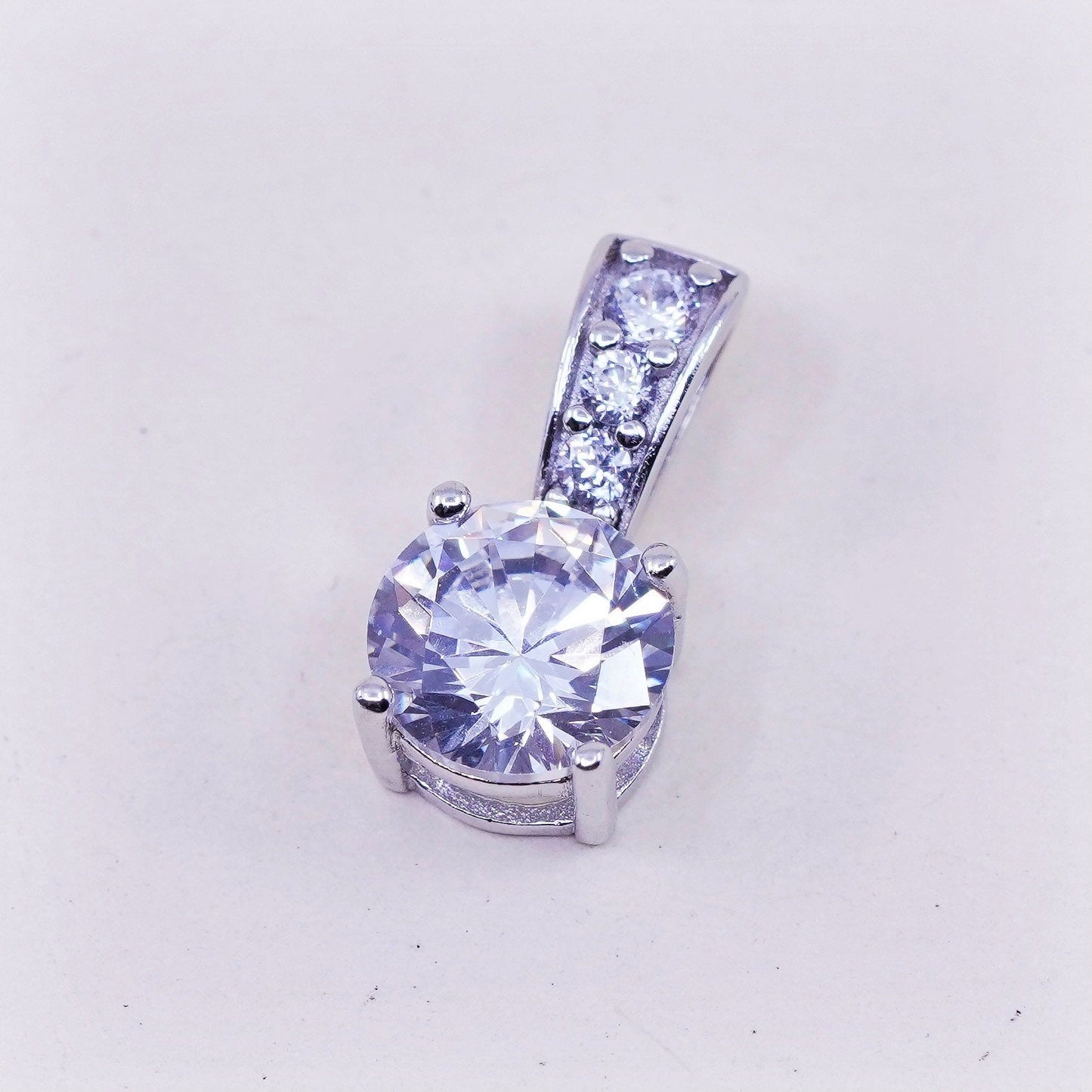 Vintage sterling 925 silver cz crystal charm pendant