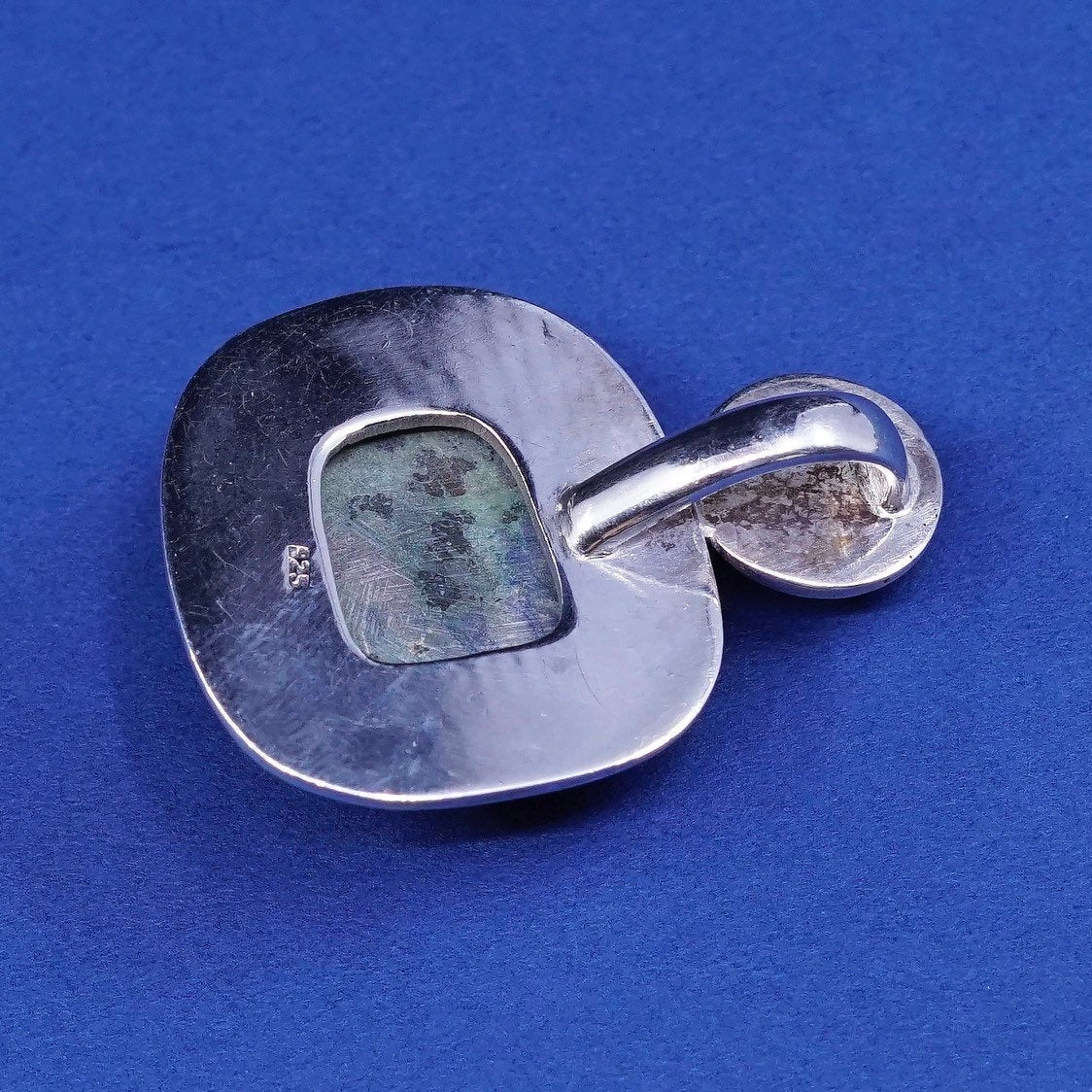 vtg Native American navajo Sterling 925 silver pendant w/ turquoise N carnelian