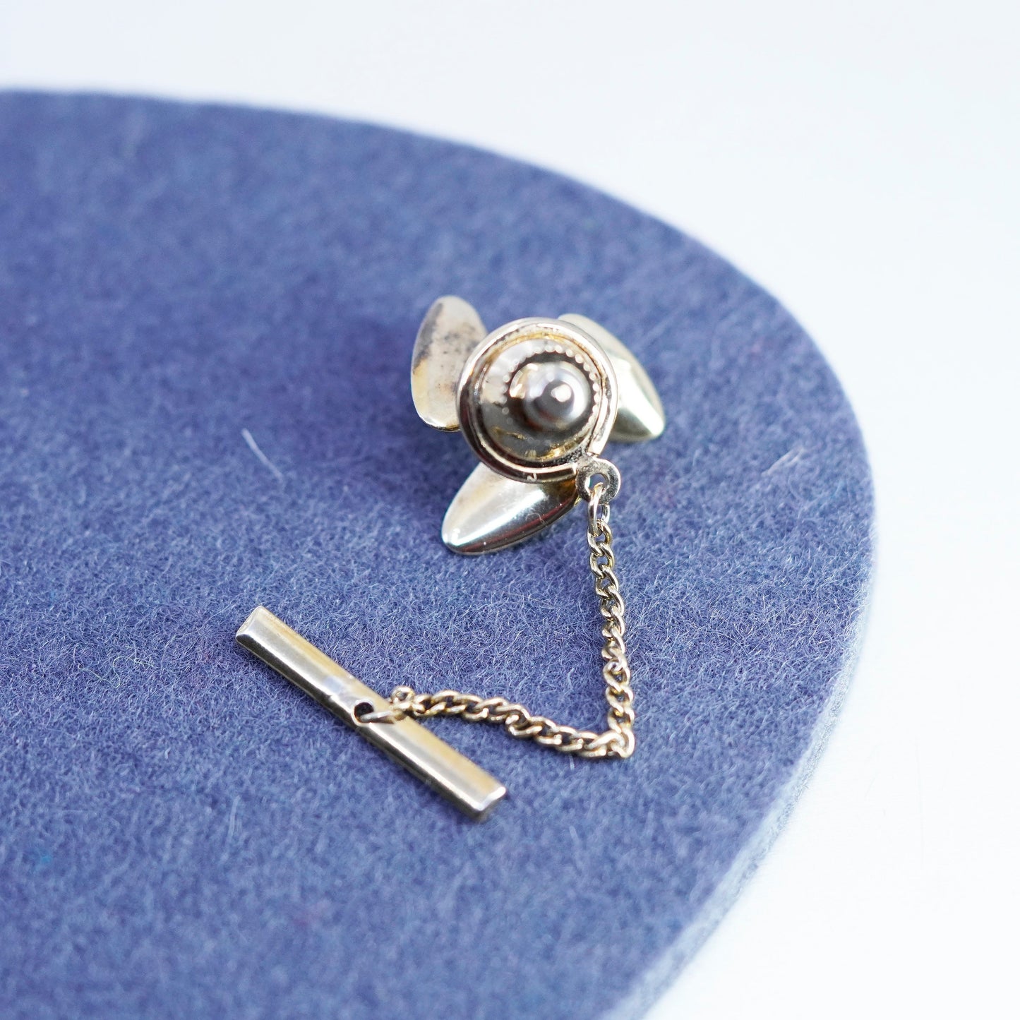 Vintage vermeil gold filled sterling 925 silver handmade pin, 925 fan propeller