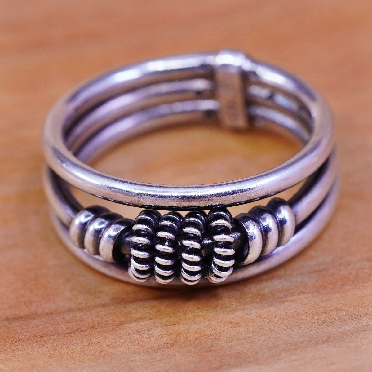 Size 9, vintage Sterling silver handmade ring, 925 cable band