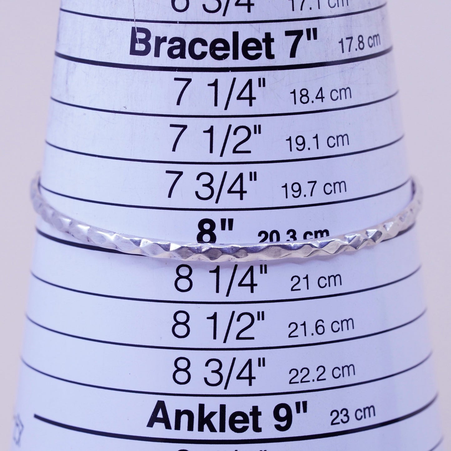 8”, vintage Mexico sterling 925 silver handmade stackable bracelet, diamond cut