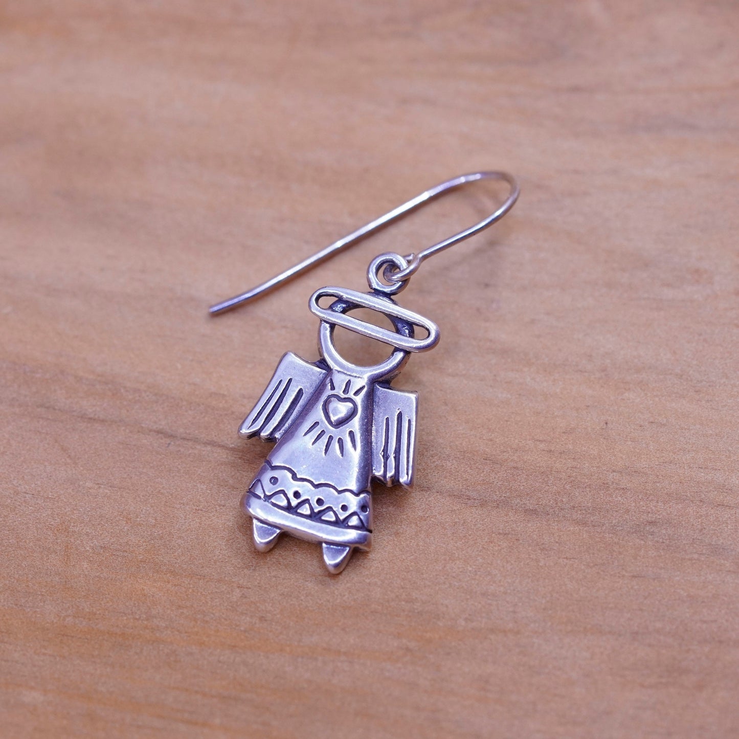 Vintage southwestern Sterling 925 silver handmade Angel earrings