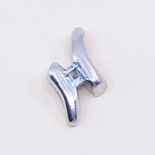 vintage sterling 925 silver handmade pendant with topaz, stamped 925