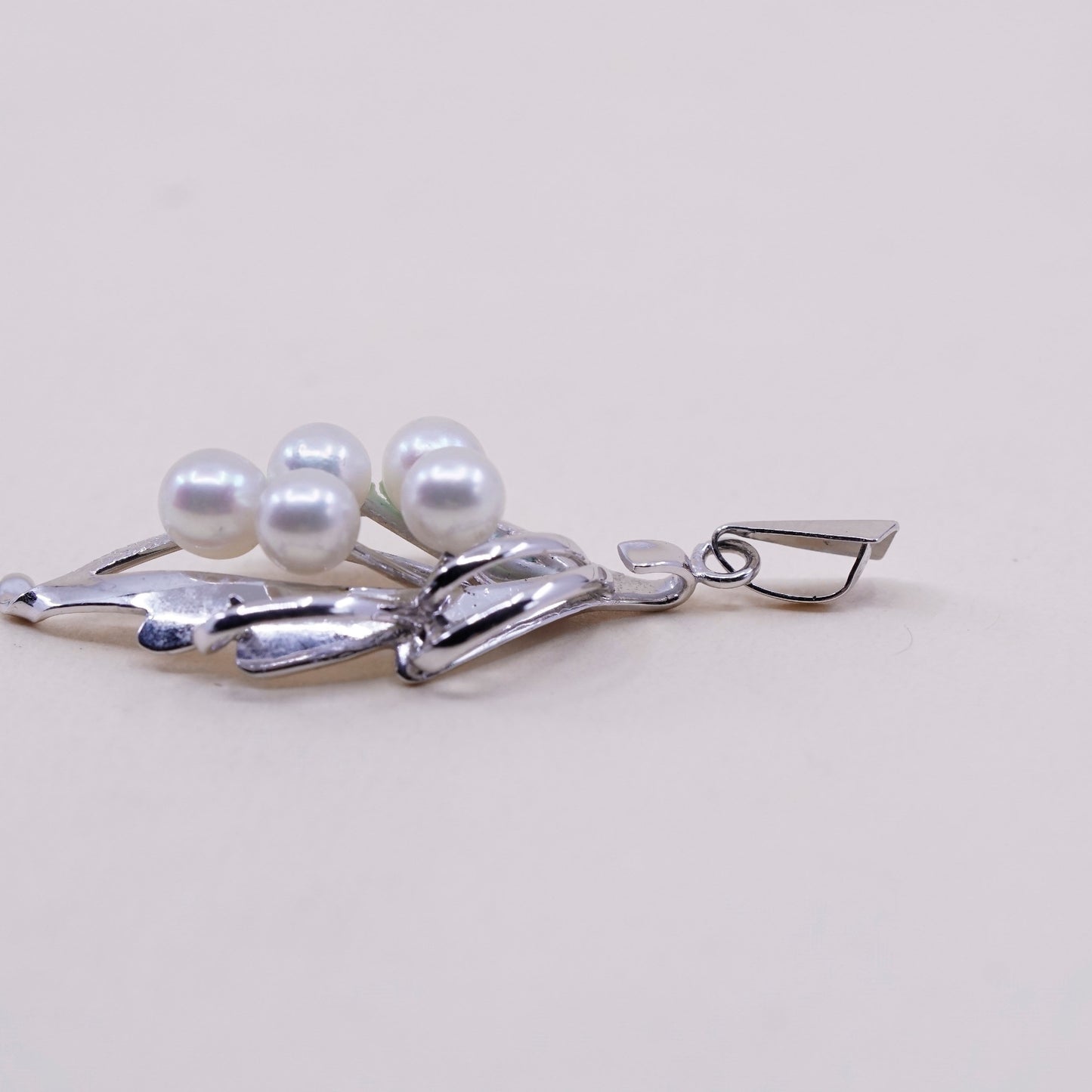 Vintage handmade sterling silver pendant, 925 pendant with pearl