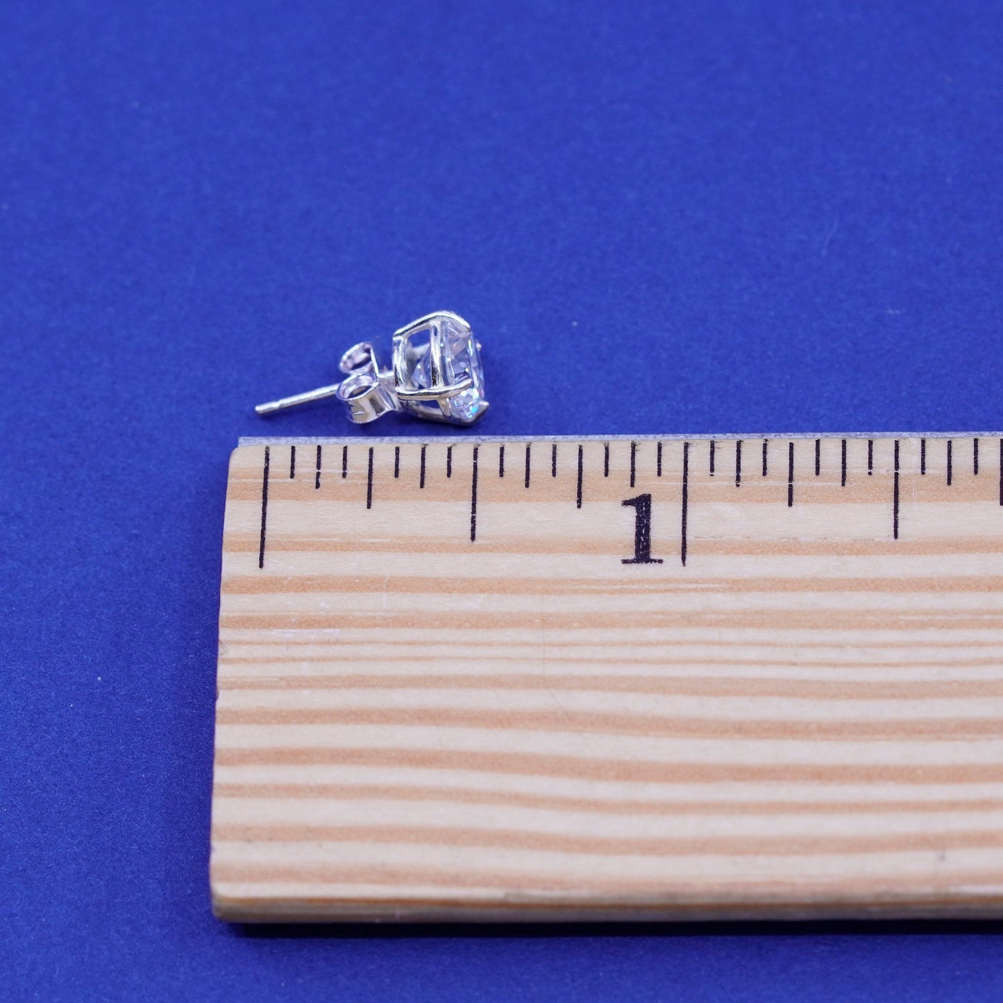 5mm, Vintage sterling silver handmade earrings, 925 studs with CZ