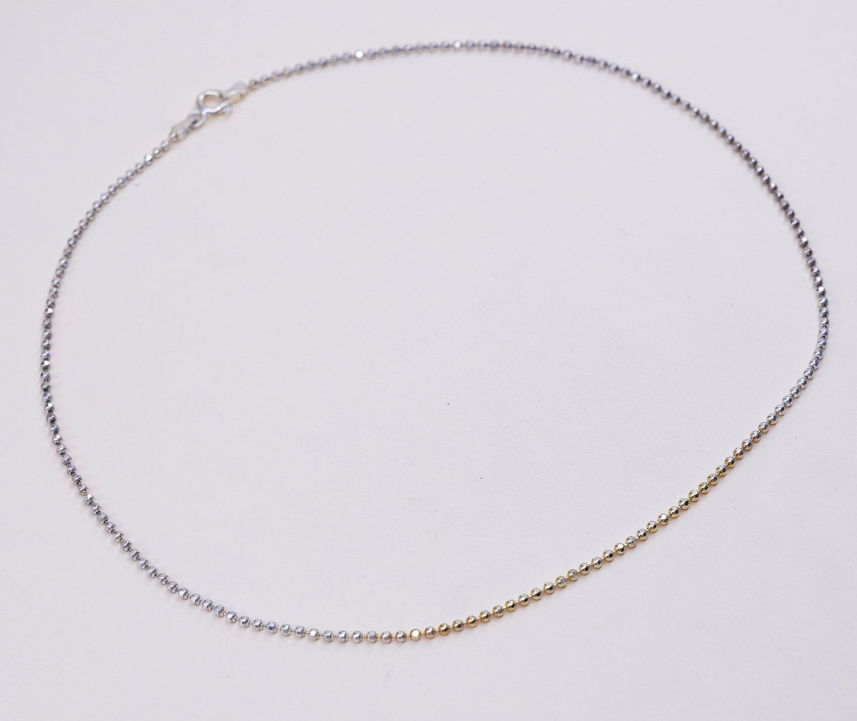 16”, 1mm, Vintage sterling silver beads chain, Italy made 925 silver necklace