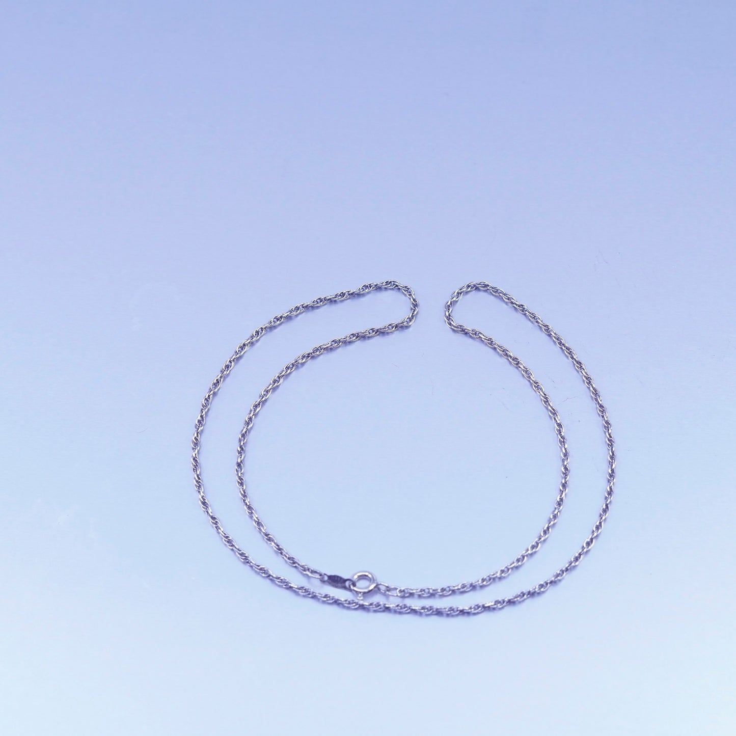 18” 2mm, vintage Italy Sterling 925 silver Singapore rope chain necklace