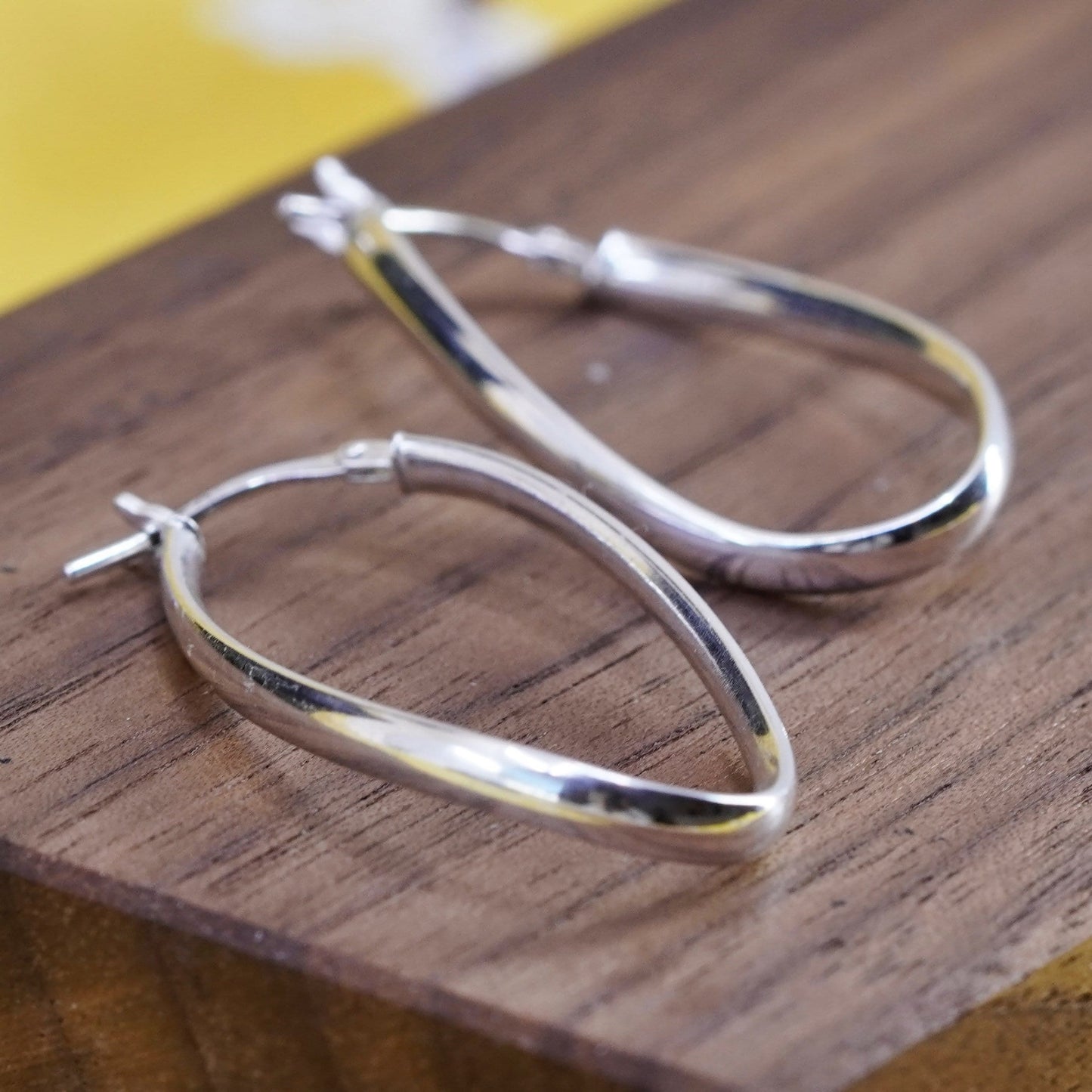 1.5”, vintage Italy Sterling silver handmade earrings, twisted 925 hoops