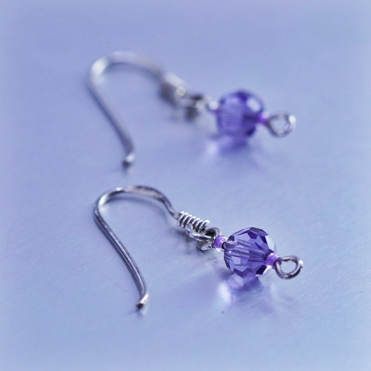 Vintage Sterling 925 silver earrings with amethyst beads