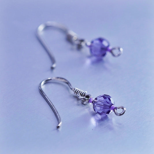 Vintage Sterling 925 silver earrings with amethyst beads