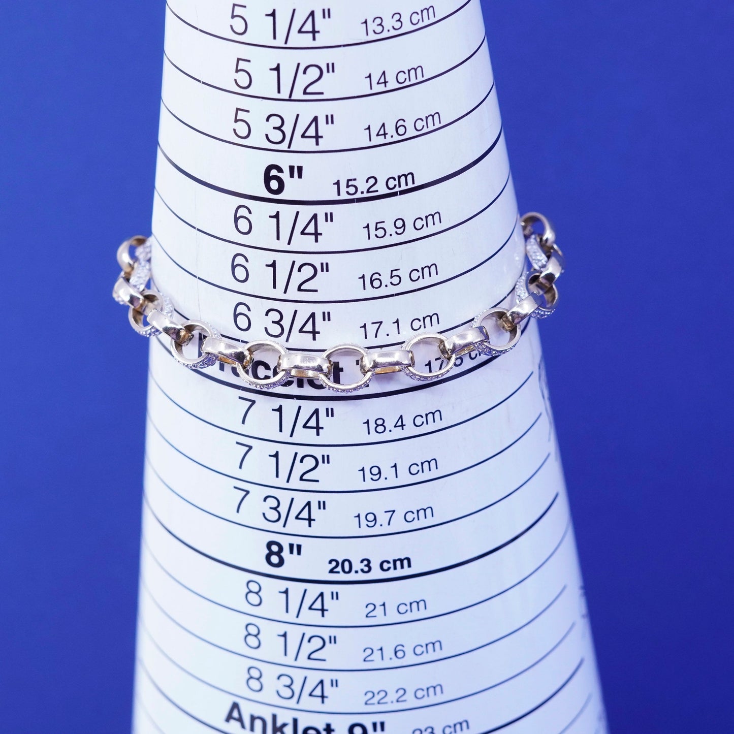 7”, vermeil gold filled sterling silver tennis bracelet, 925 chain heart charm