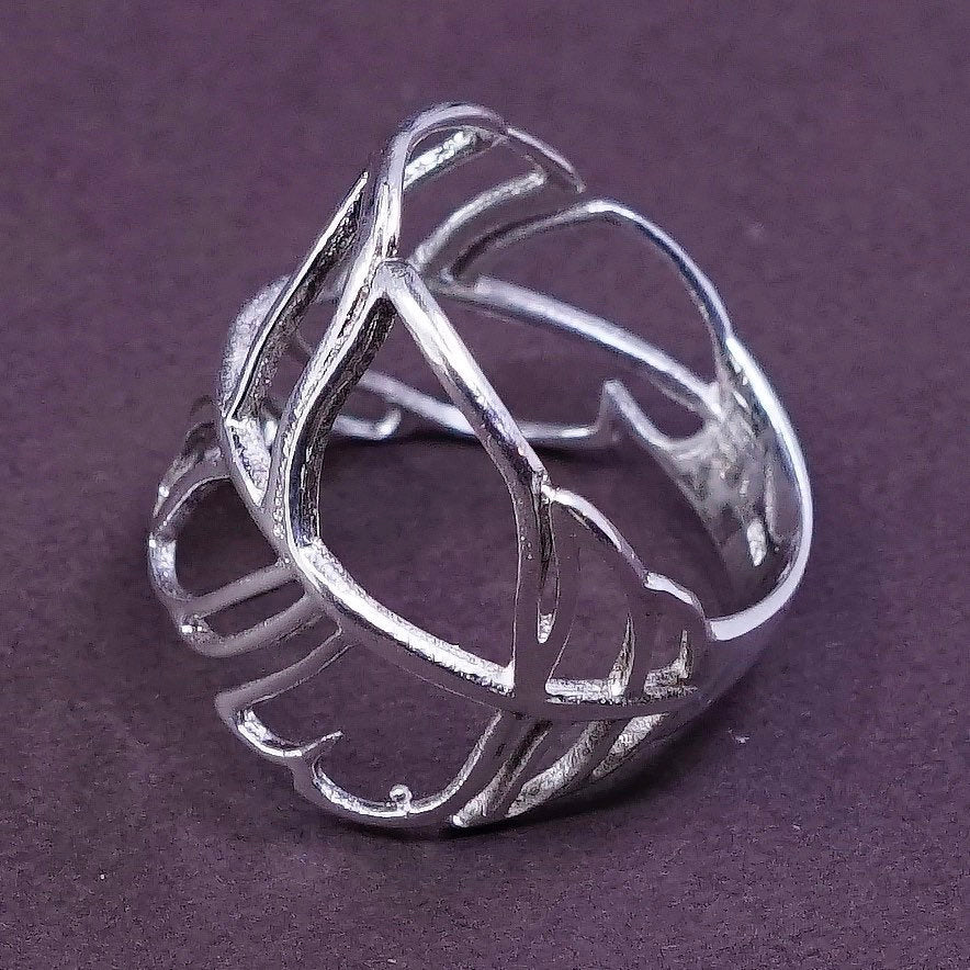 sz 6, vtg Sterling silver handmade ring, southwestern 925 filigree leaves band