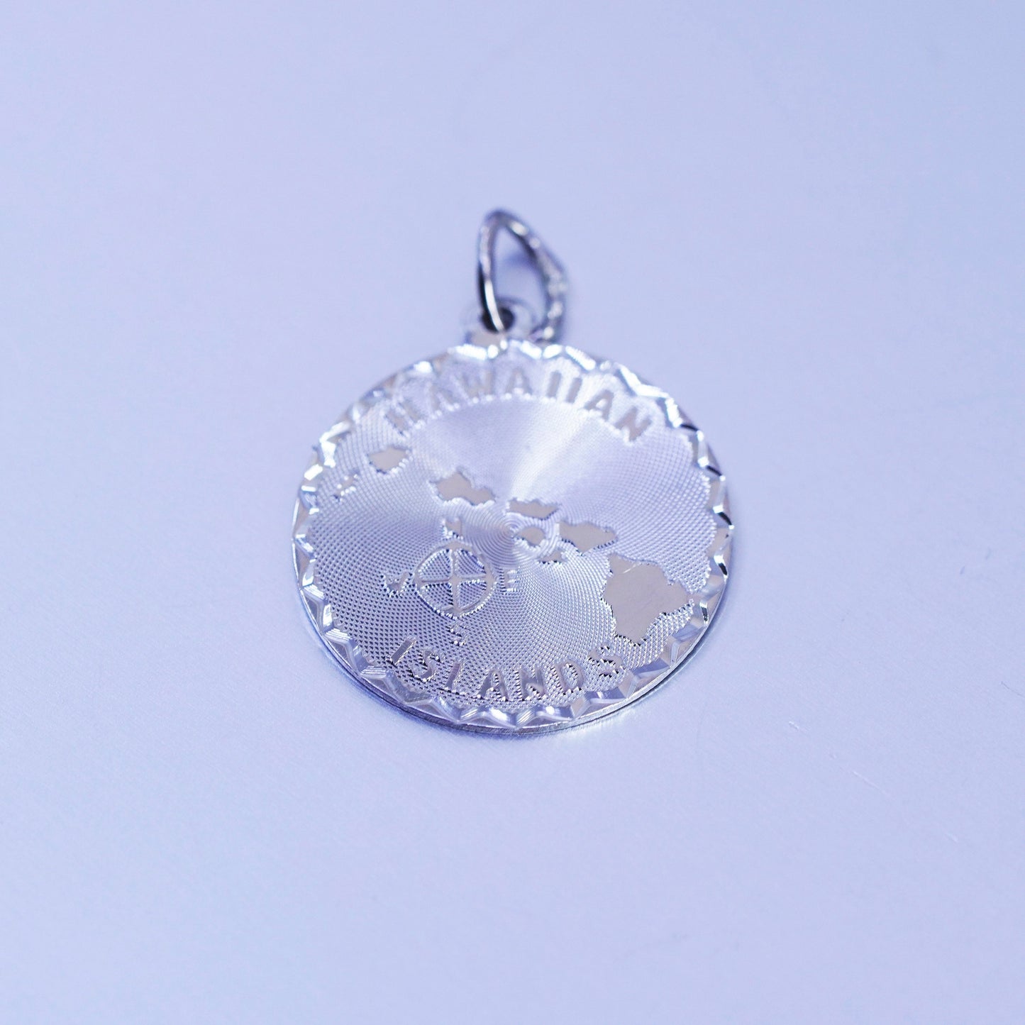 Vintage sterling 925 silver handmade Hawaiian islands pendant tag charm
