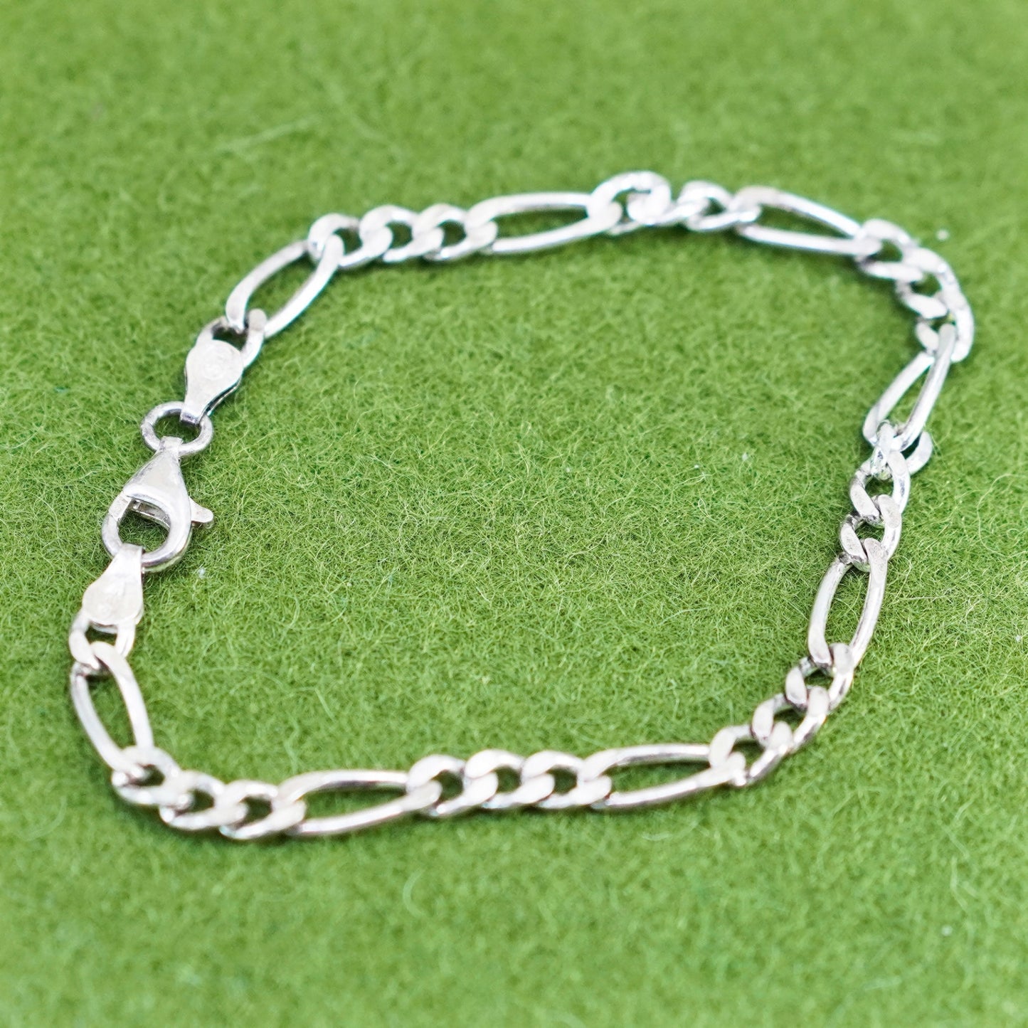 7”, 5mm, Vintage Italy sterling silver 925 chain, men’s figaro bracelet