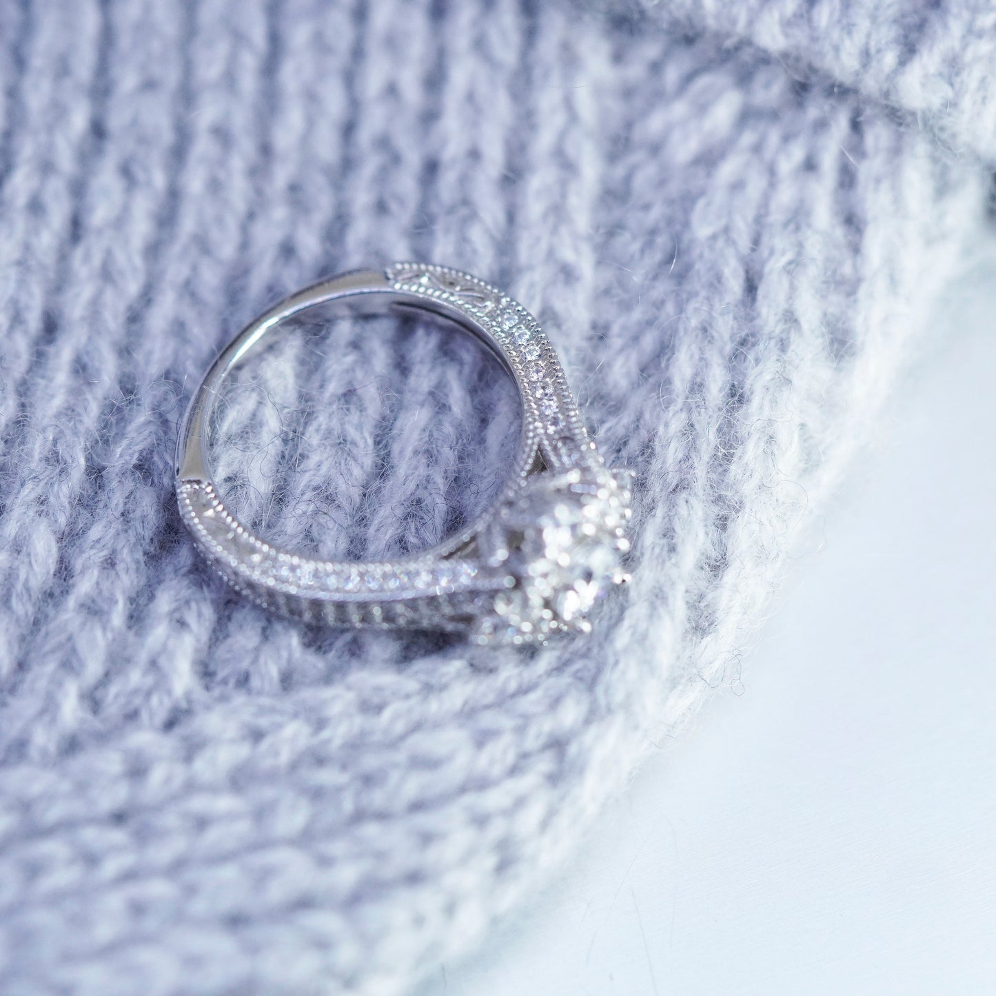 Size 7.5, vintage Sterling 925 silver handmade engagement ring with cluster Cz