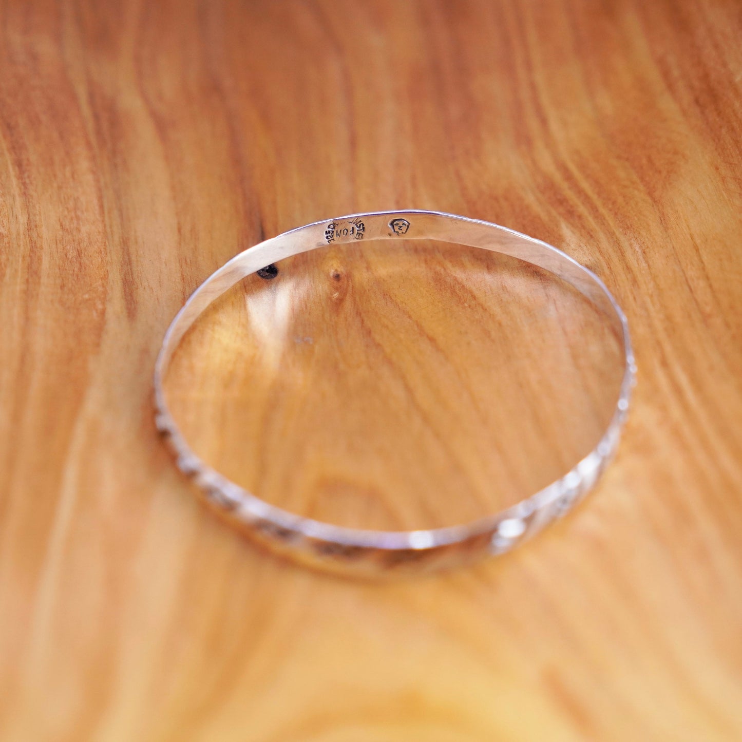 7.75”, vtg FOM Sterling silver handmade bracelet, 925 bangle twisted textured