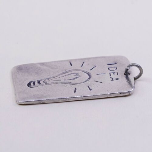 Vtg MCP Sterling Silver Handmade Pendant, Tag W/ Idea LightBulb , Stamped 925