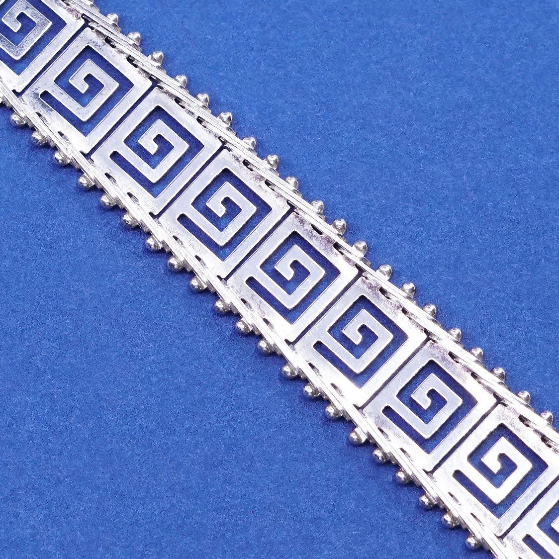 7.25", vtg sterling silver tennis bracelet, 925 fancy bracelet, stamped 925
