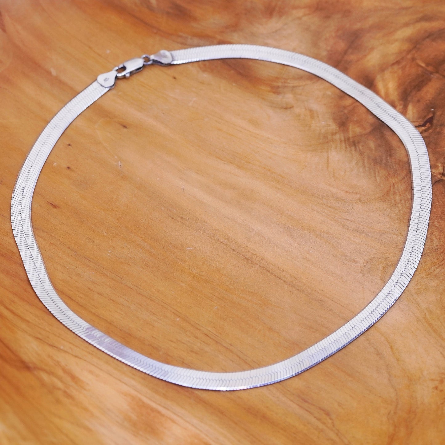 18”, 7mm, vintage Italy Sterling silver herringbone chain, 925 necklace