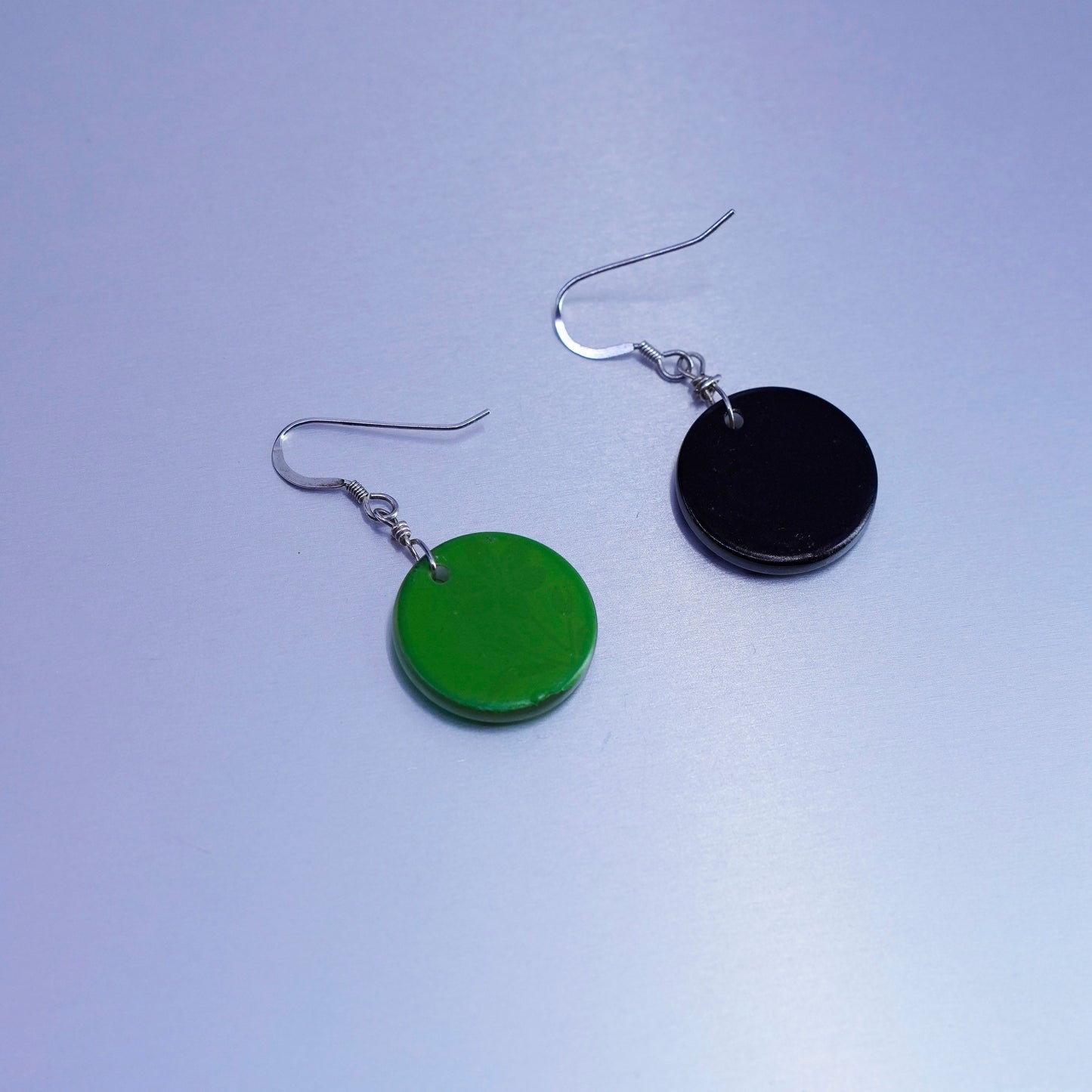 vintage Sterling silver handmade earrings, 925 circle dangles