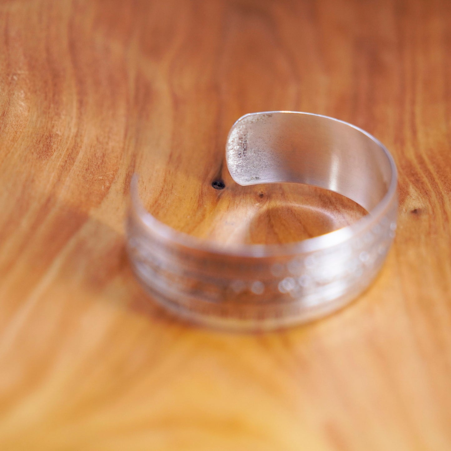 6.75”, Danecraft Sterling silver handmade bracelet, textured wide 925 cuff