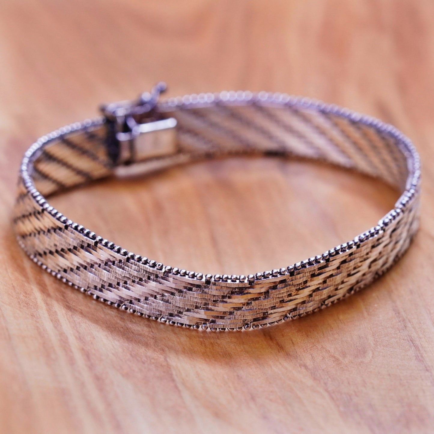 7.25”, 10mm, vintage milor Sterling silver bracelet, Italy 925 Riccio chain