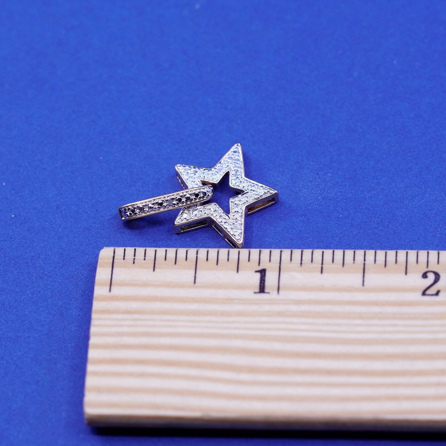 Vintage vermeil gold filled Sterling 925 silver star with diamond