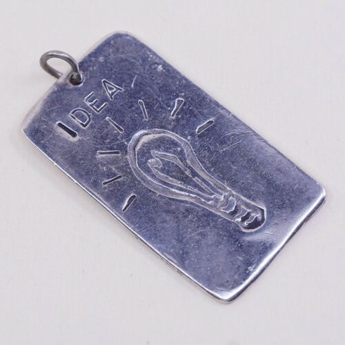 Vtg MCP Sterling Silver Handmade Pendant, Tag W/ Idea LightBulb , Stamped 925