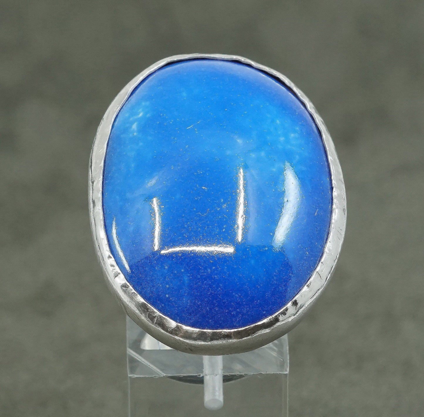 Size 7, vtg Sterling silver handmade ring, 925 w/ huge Larimar