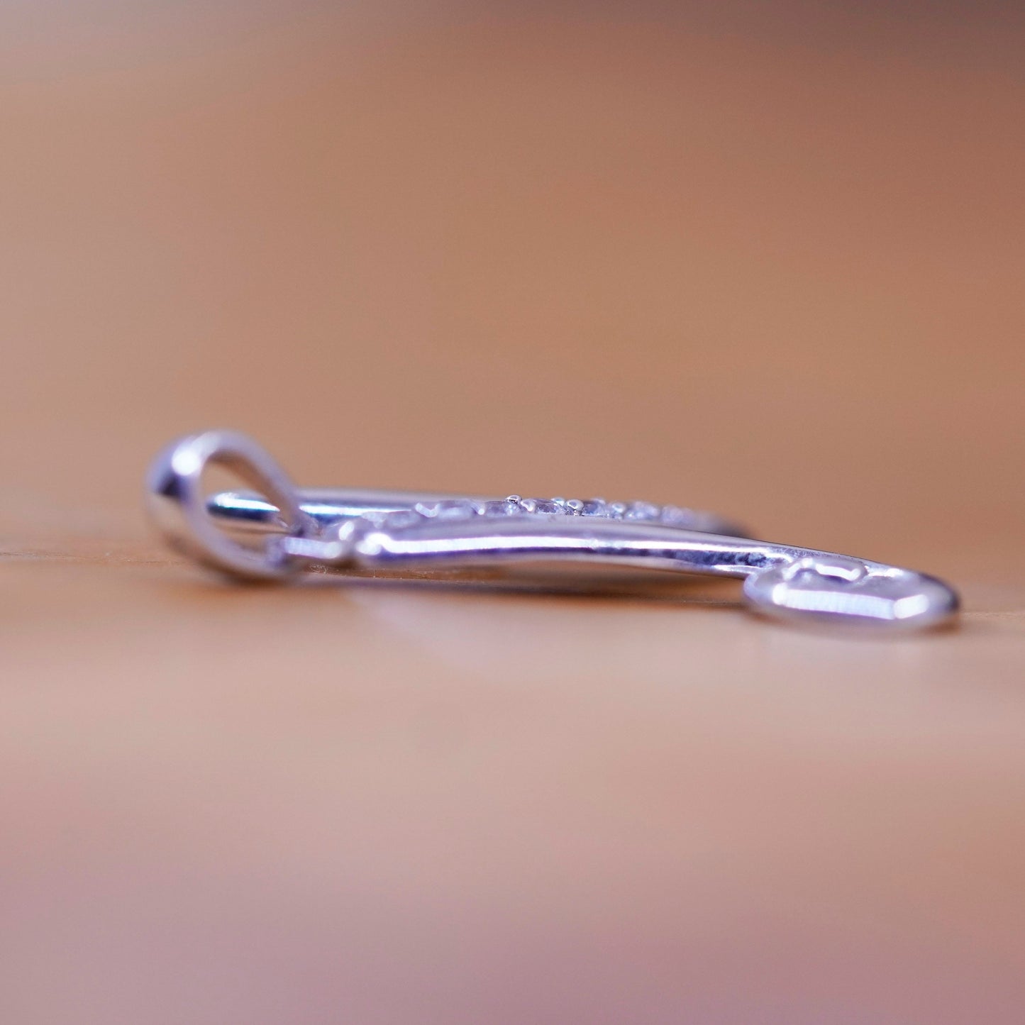 Vintage Sterling silver handmade initial N pendant, 925 charm with cz