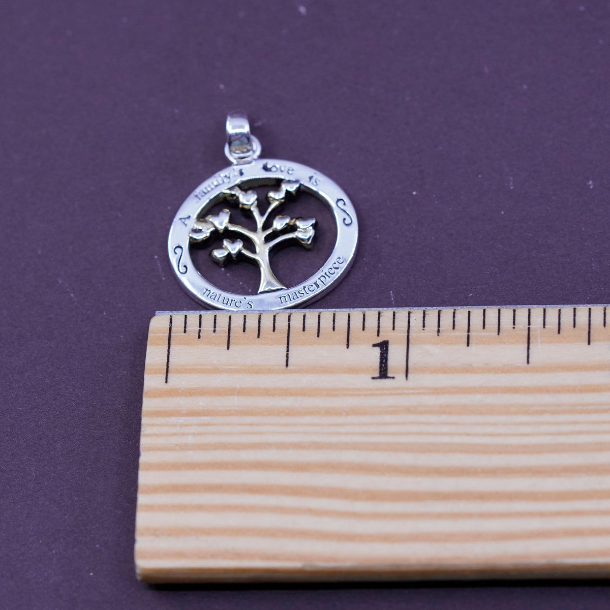 two tone Sterling silver handmade pendant, 925 tree pendant “a family’s love