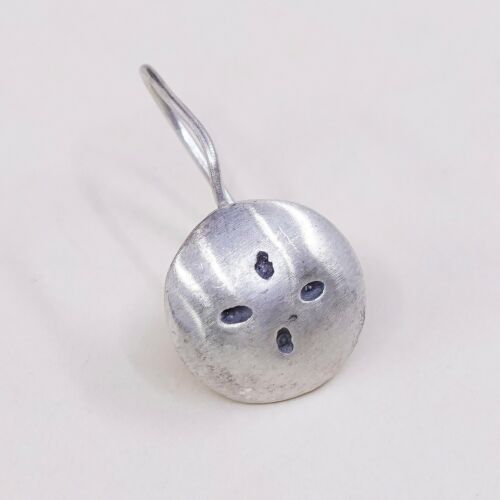 Vtg Mexico Sterling Silver Handmade Earrings, 925 Silver Sand Dollar Dangles
