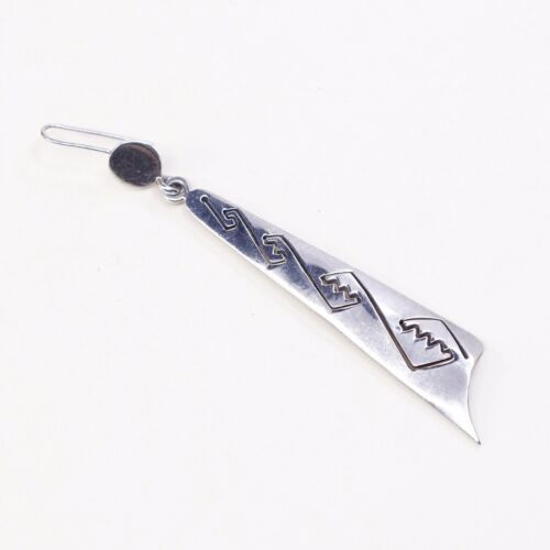Vtg Mexico Sterling Silver Handmade Earrings, 925 Silver Extra Long Dangles