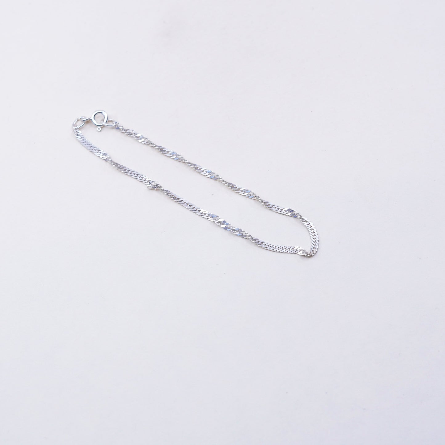 6.75”, 2mm, Vintage sterling silver bracelet, twisted curb link bracelet
