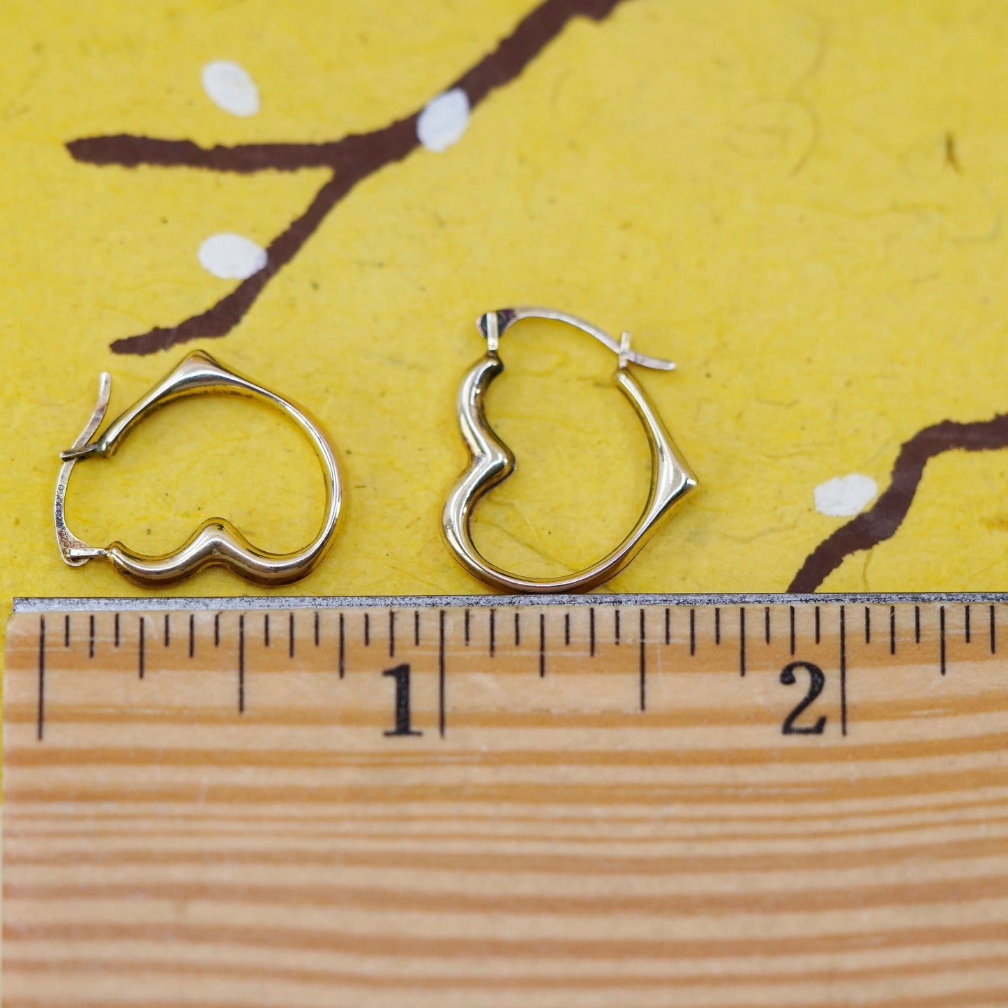 0.75”, vermeil gold over Sterling silver earrings, 925 heart hoops